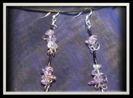 Earrings - Ametrine Chips with Black Beads at an Elegant Length - Affordable - £20.04 GBP