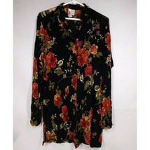 Norm Thompson Women&#39;s Sheer Black Blouse With Floral Designs Size Medium - £15.19 GBP