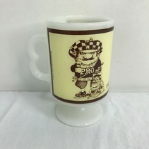 Vintage Milk Glass Pedestal Coffee Mug Gary Patterson Thought Factory Go... - $12.75