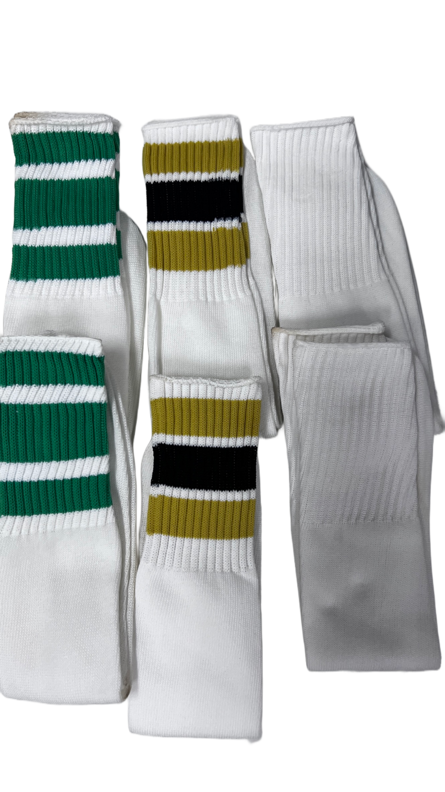 10 PR Deadstock Vintage White Boys 3 Stripe Tube Sock  7-11  Long Over Calf 80s Item image 2