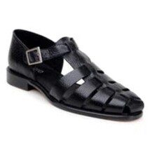 Belvedere Men's Elio sandal Italian Deerskin Leather Black image 9