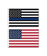 2 Pack Police Thin Blue Line and U.S. American Flag 3x5 Foot with Grommets - £20.45 GBP