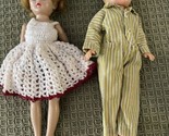 Vintage Vogue Dolls Jill bent knee and Jeff in PJs 1957 lot handmade kni... - $89.05
