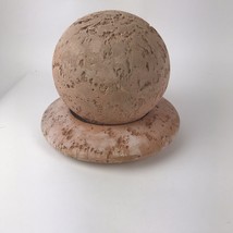 Vintage Clay Sculpture Porous Geometric Mod Atomic Two Piece Terra Cotta Heavy - £158.23 GBP
