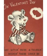 Hallmark Hall Brothers Vintage Valentine Card Cute Bear Hearts Typed Note - $13.95