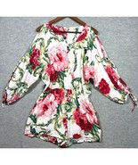 Umgee Floral Print Short Romper Slit Sleeves Sz M Casual Cute Summer - $14.70