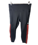 Nike One Crop Mesh Leggings Size L Fitted Womens Compression Black Red M... - $38.06 CAD
