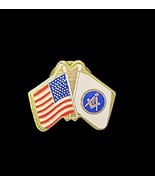 Vintage Masonic American Flag Lapel Pin Red Whit Blue Gold Tone Patriotic - $405.73 MXN