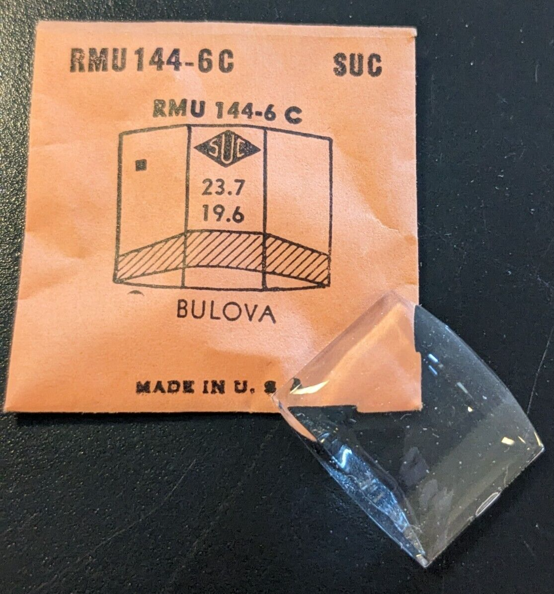 NOS SUC Acrylic Watch Crystal for Bulova 23.7 x 19.6 mm - RMU144-6C - $11.87