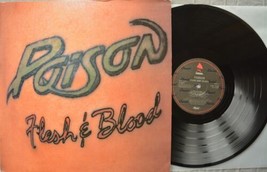 Poison Flesh &amp; Blood UK First Press Enigma Records Vinyl LP unskinny bop 1990 EX - £46.70 GBP