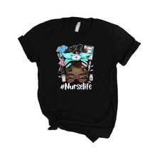 Nurse Life Messy Bun Black Hair WOC Short Sleeve Shirt - $29.95