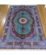 4&#39; x 6&#39; Purple Persian Area Rug Pure Silk Oriental Handmade Hand-knotted... - $1,200.00