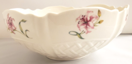 Belleek Pottery &quot;Country Trellis&quot; Pink Lilies Large Centerpiece / Porcelain Bowl - £52.31 GBP
