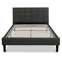 Dark Grey Upholstered Queen Platform Bed With Headboard - €427,15 EUR