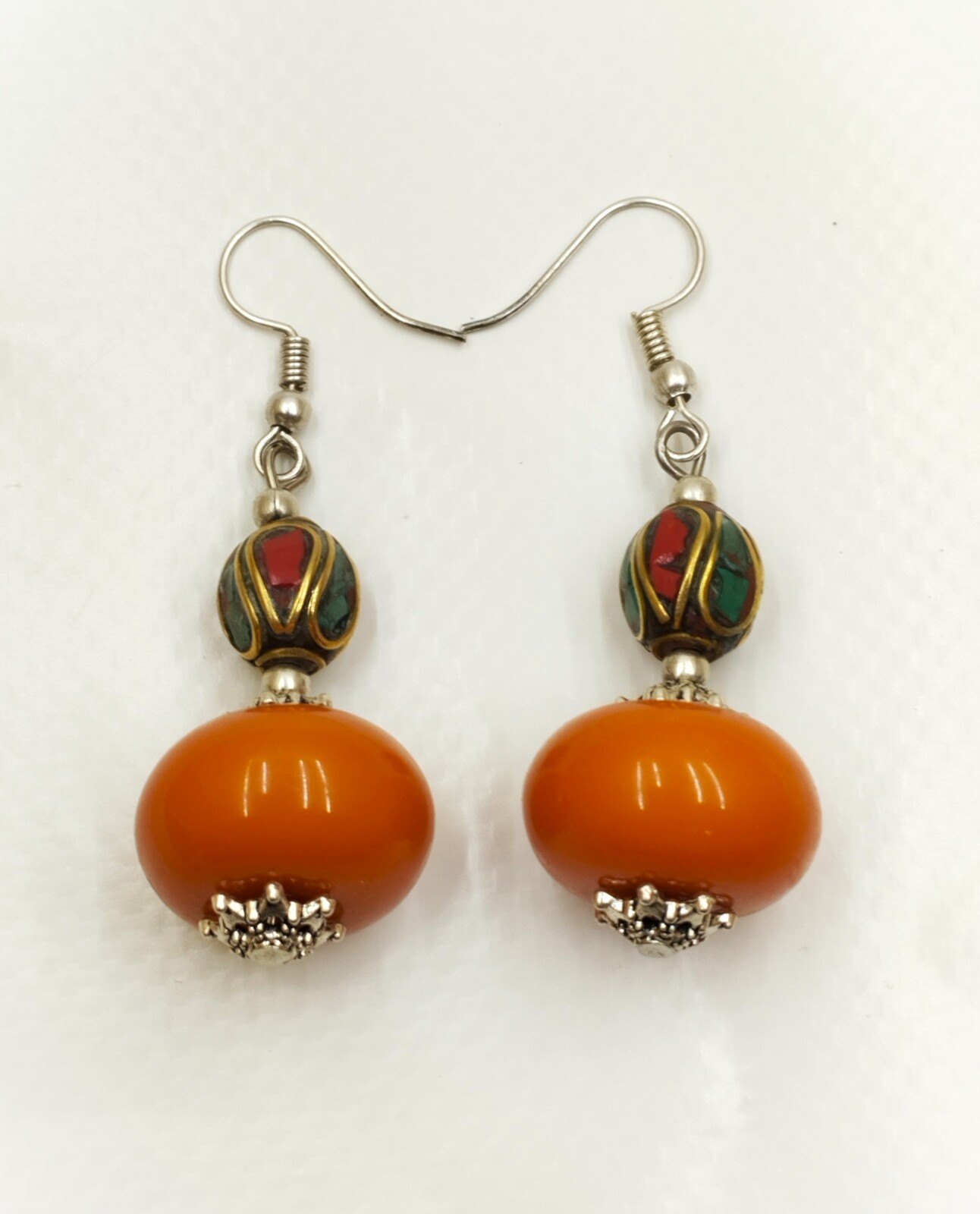 Handmade Moroccan Amber Resin Bead Earring – Berber Boho Tribal Jewelry Item image 4