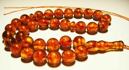 Islamic 33 Prayer Beads Genuine Baltic Amber pressed beads tasbih  Tasbeeh - £94.96 GBP