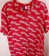 Kelloggs Cereal Shirt Red Button Front Size Medium H&amp;M Promo Distressed - $9.78