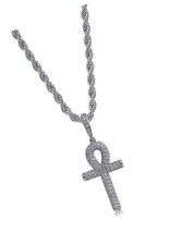 14K Gold Plated Iced Out CZ Lab Diamond Ankh Cross - £50.22 GBP