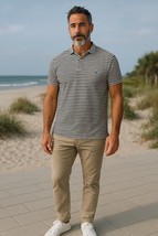 RALPH LAUREN POLO Pony Shirt Men&#39;s L Blue Striped Short Sleeve Collared ... - $16.99