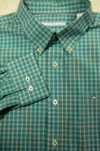 GORGEOUS Southern Tide Teal Blue and White Plaid Shirt XL 17.5x35 - £35.39 GBP
