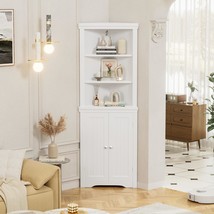 Flamaker Corner Cabinet, Freestanding Corner Shelf With 2 Doors And 3, W... - $2,161.96 MXN
