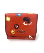 Coach Wild Prairie Wallet Coated Canvas Leather Floral Carmine 53968 W8 - $64.34