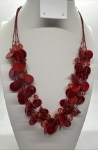 Red Disc Beaded Multi-Strand Boho Necklace 20&quot; - $155.48 MXN