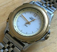 Vintage Timex Indiglo Mens Rotating Bezel Dual Tone Analog Quartz Watch~New Batt - £20.12 GBP