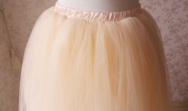 Apricot A-line Tulle Midi Skirt Women Custom Plus Size Fluffy Tulle Skirt image 4