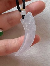 Natural Myanmar Icy White Jadeite Jade Tooth Pendant Certified Grade A J... - $2,702.79 MXN
