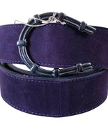 Donald Pliner Belt Dark Purple Suede Silver Metal Horseshoe Buckle New N... - $117.62 CAD