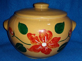 Vintage Poinsettia Holiday Season Cookie /Biscotti Jar - $14.96