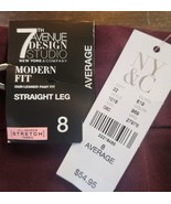 $55 nwt 7th Ave Design Studio Pants 8 burgundy NY&amp;C Modern Straight Leg ... - £14.15 GBP