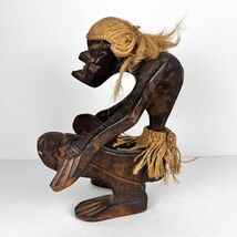 Vintage Hand Carved Tribal Man African Figure Statue Wood Hawaii Tiki Tr... - $79.00