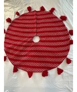  Wondershop Christmas Tree Skirt Nordic Red/White Knit W/Tassels 48”Diam... - $294.71 MXN