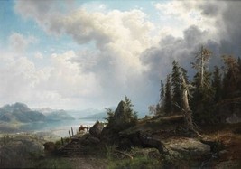 Painting August Wilhelm Leu - Mountain Landscape Canvas Print Giclee Canvas - $8.59+