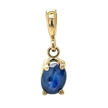 1/2ct Solitaire Oval Blue Sapphire 14K Yellow Gold Pendant 0.4g - £238.62 GBP