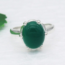 925 Sterling Silver Natural Green Onyx Ring Handmade Gemstone Jewelry - £34.84 GBP