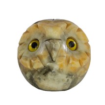 Vintage Italian Alabaster Carved Owl Figurine Stone Sculpture Italy Roun... - $14.99
