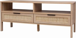 Decor Therapy Piper Rattan Storage Media Console Stand for TVs up to 59&quot;, 47&quot; x - £145.47 GBP