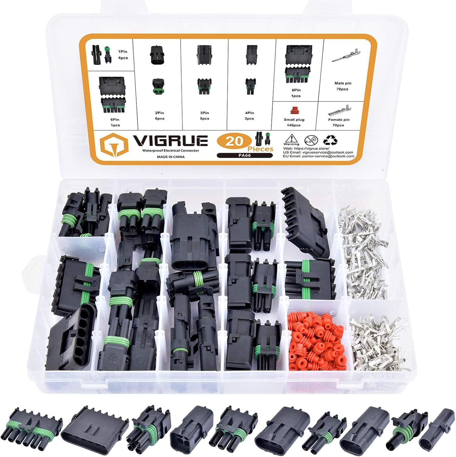 Vigrue Waterproof Automotive Electrical Wire Connector, 1/2/3/4/6 Pin Ma... - $35.99