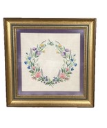 Vintage Framed Glass Floral Wreath - Crewel/Needlepoint/Cross Stitch - 1... - €38,08 EUR