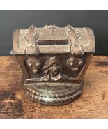 Treasure Chest Cast Metal Coin Money Bank Pirate Skull Cross Bones Patin... - $11.88