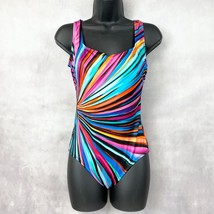 St Johns Bay One Piece Swimsuit Womens 8 Rainbow Burst Scoop Back Beachy Cruise - $22.49