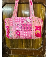 Pink Patch Quilted Duffle Tote Shoulder Bag Cotton Grocery Shopping Duff... - €28,51 EUR+