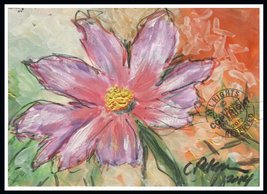 Grand Dame Blossom in My Garden 2014 : Plain Air Flower Abstract ACEO Fi... - £42.84 GBP