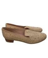 Stuart Weitzman Slipbeads Beige Blush Suede Gold Studded Loafer Flats si... - $99.99