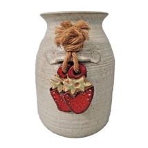 Vintage Fragrance Shop Glazed Stoneware Crock Jar Hanging Strawberries Vase - $28.12