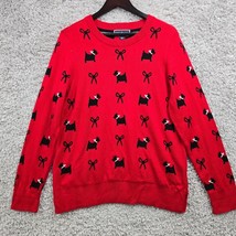 Karen Scott Sweater Women Large Red Scotty Dog Bows Long Sleeve Pullover Stretch - $32.95