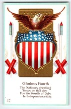 4th Of July Postcard Eagle Fireworks Stars Nash Antique Embossed Glorious Fourth - £14.64 GBP